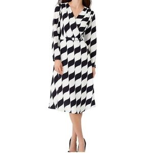 Ann Taylor Geometric Belted Dress